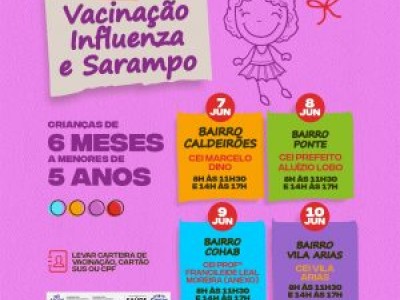 Prefeitura de Caxias realiza vacinação contra Influenza e Sarampo no CEI Marcelo Dino nesta terça-feira (7)