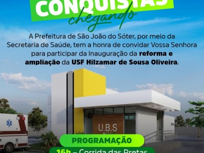 Nova estrutura de saúde será entregue à população de São João do Sóter