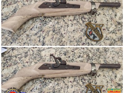 Guarnição do 2° Batalhão de Polícia Militar apreende arma de fogo na cidade de Caxias 