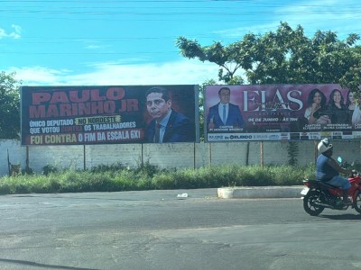 Censura, intimidação e vandalismo: apoiadores de Paulo Marinho Júnior depredam outdoors em Caxias