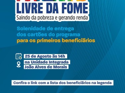 Entrega dos cartões do Maranhão Livre da Fome será dia 25 em Matões; consulte a lista de beneficiados na primeira etapa