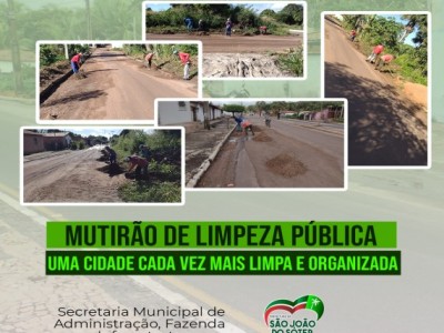 Prefeitura intensifica serviços de limpeza nas ruas de São João do Sóter