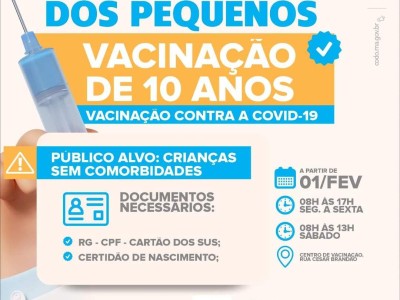 Crianças de 10 anos sem comorbidades já podem se vacinar contra Covid-19 em Codó