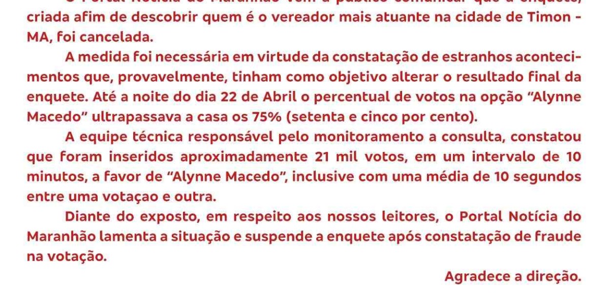 Após fraude, enquete é suspensa em Timon