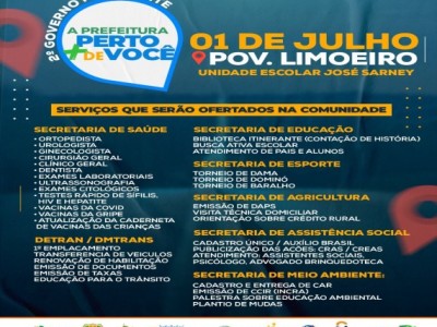 Prefeitura realiza nesta sexta-feira (1) a 2º edição do Governo Itinerante no povoado Limoeiro em Matões