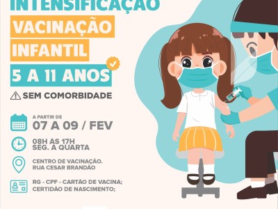 Campanha de  Vacinação contra Covid para crianças de 5 a 11 anos sem comorbidades, vai iniciar nesta segunda-feira em Codó