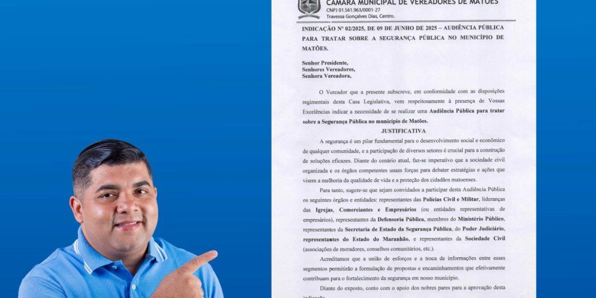 Vereador Hagamenon Maceda apresenta proposta para Audiência Pública para discutir segurança de Matões 