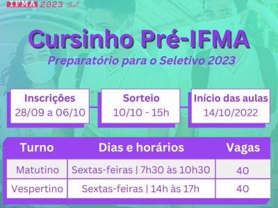 IFMA Caxias oferta curso preparatório para o Seletivo 2023