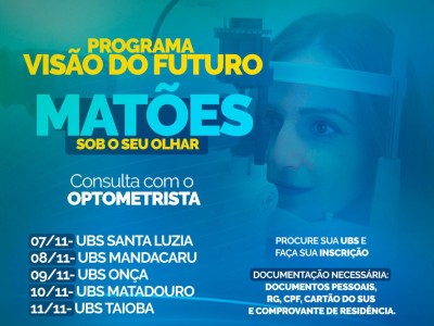 Prefeitura de Matões em parceria com o Instituto Francisco Sales promovem o Programa Visão do Futuro