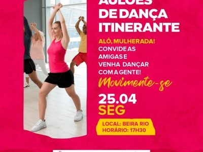 Programa Mulheres em Movimento (PMM) realiza Aulão de Dança Itinerante na Beira Rio nesta segunda-feira (25)