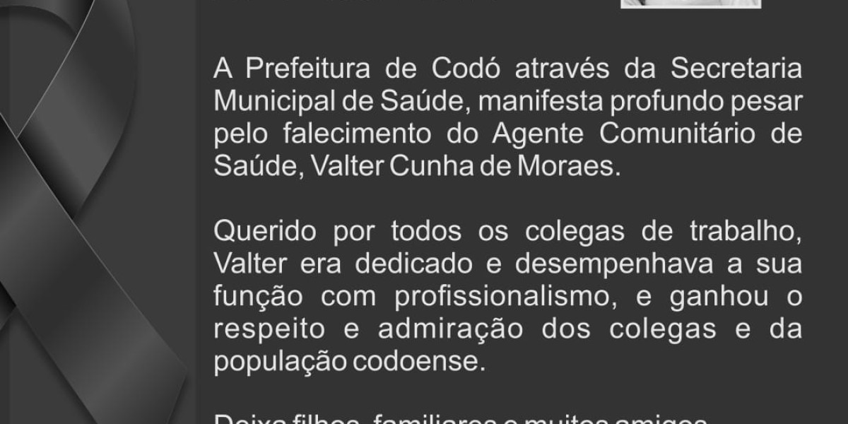 Prefeitura de Codó emite nota de pesar em virtude do falecimento do Agente de Comunitário de Saúde Valter Cunha