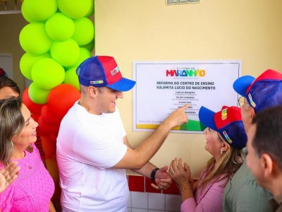 Prefeita de Gonçalves Dias entrega reforma e ampliação de escola ao lado de Orleans Brandão