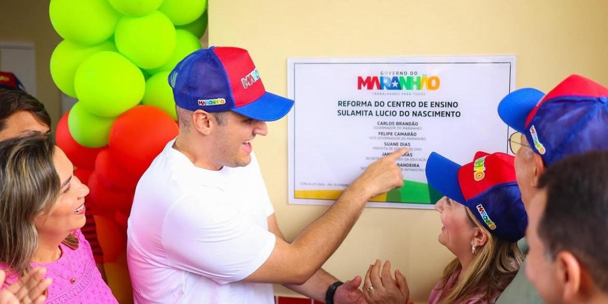 Prefeita de Gonçalves Dias entrega reforma e ampliação de escola ao lado de Orleans Brandão