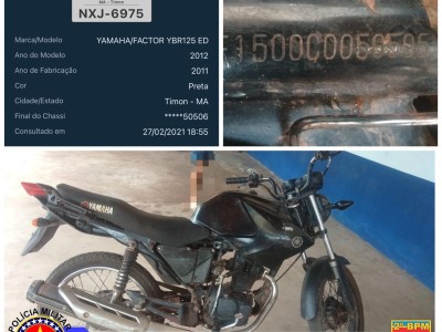Polícia Militar recupera motocicleta com restrição de roubo durante Operação Bairro Seguro em Aldeias Altas