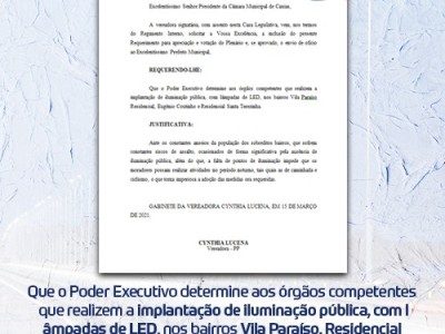 Vereadora apresenta requerimento que solicita iluminação em bairros de Caxias 