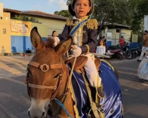 Menino vestido de Dom Pedro I encanta público e viraliza nas redes sociais no Maranhão
