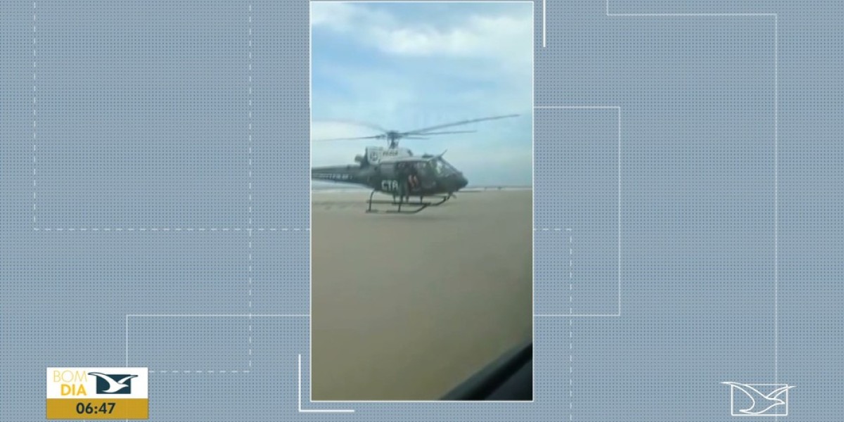 Helicóptero do CTA pousa e aborda motorista cometendo infração em praia no MA