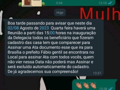 Irmã de Cabo eleitoral do povoado Brejinho usa programa de moradia popular para intimidar moradores