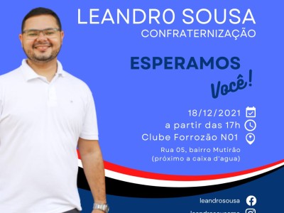  Jovem Leandro Sousa lançará sua pré candidatura à câmara federal neste sábado, 18 , com grande confraternização