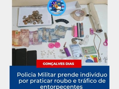 Polícia Militar desarticula boca de fumo e prende traficante em Gonçalves Dias