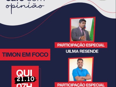 Vereador Ulisses e Uilma Resende estarão no programa Café com Opinião nesta quinta-feira (21) na Band