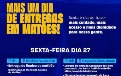 Prefeito Nonatinho realiza série de entregas em Matões com ações na saúde, infraestrutura e abastecimento