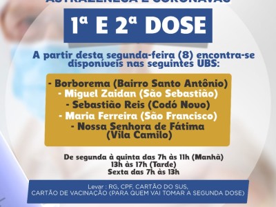 Prefeitura de Codó disponibiliza novos pontos de vacinação contra Covid-19