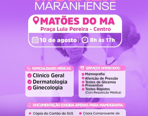 Carreta da Mulher Maranhense leva atendimento especializado à população feminina de Matões no dia 10 de agosto