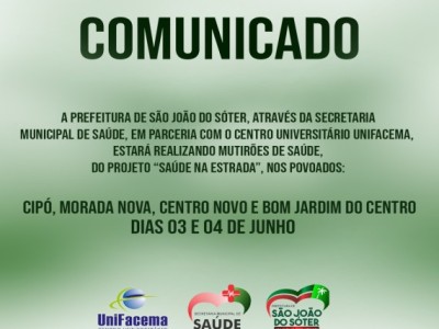Secretaria de Saúde em parceria om o UniFacema realiza mutirões de saúde na zona rural de São João do Sóter
