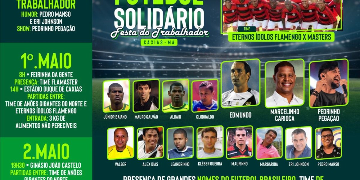 Confira a programação do  futebol solidário que irá acontecer nos dias 30 de abril à 2 de maio em Caxias