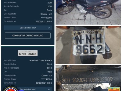 Polícia Militar recupera motocicleta com sinais de adulteração durante Operação Bairro Seguro em Aldeias Altas-MA