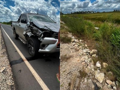 Homem é arremessado de cavalo após ser atingido por caminhonete em rodovia na Baixada Maranhense