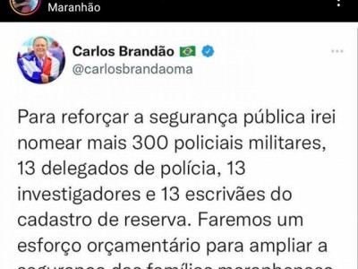 Carlos Brandão anuncia a nomeação de 300 novos policiais militares