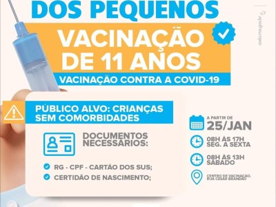 Crianças de 11 anos sem comorbidades já podem se vacinar contra Covid-19 em Codó