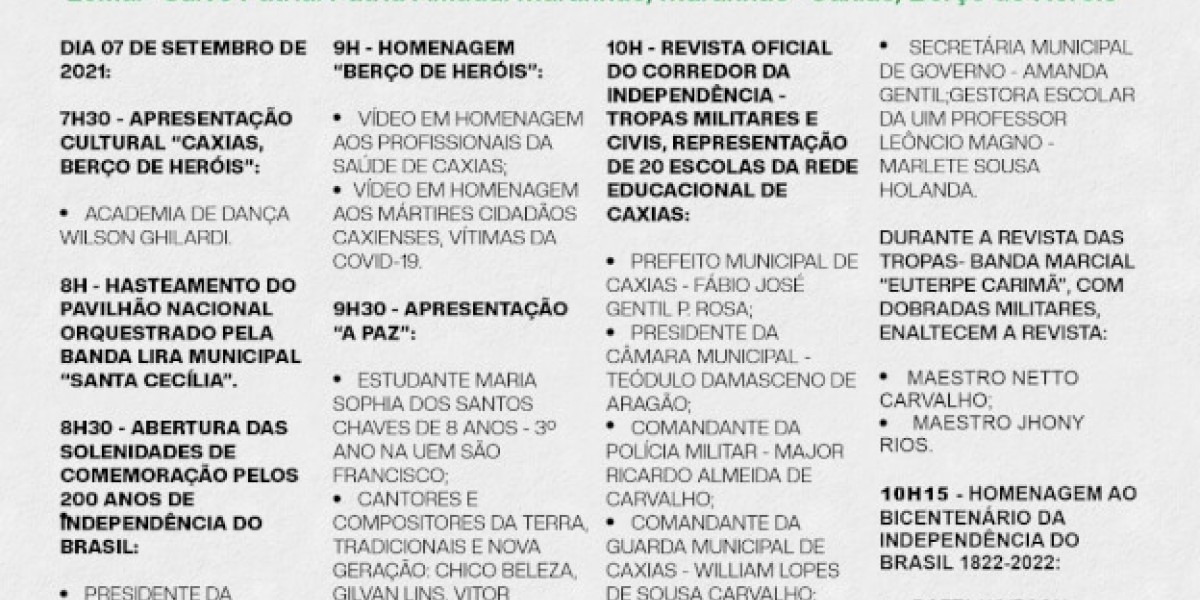 Definida a programação oficial do 7 de setembro em Caxias