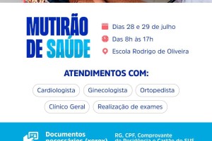 Mutirão de Saúde vai oferecer consultas e exames gratuitos em Matões