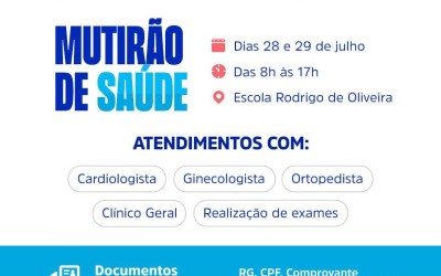Mutirão de Saúde vai oferecer consultas e exames gratuitos em Matões