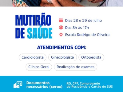 Mutirão de Saúde vai oferecer consultas e exames gratuitos em Matões
