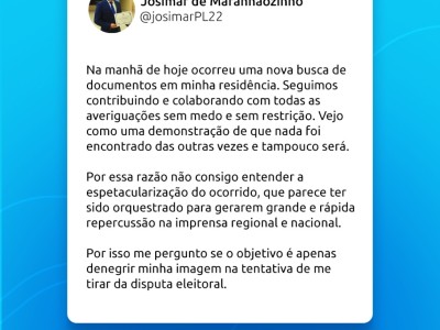 Josimar de Maranhãozinho reage a nova operação da PF contra seu  grupo
