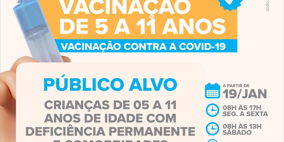 Prefeitura de Codó inicia vacinação de crianças contra Covid nesta quarta-feira (19)