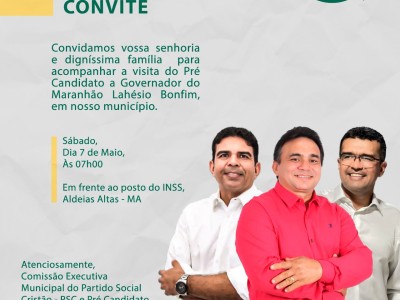 Pré-candidato a deputado estadual Márcio Gaido convida população para recepcionar o pré-candidato ao governo Lahesio Bonfim em Aldeias Altas