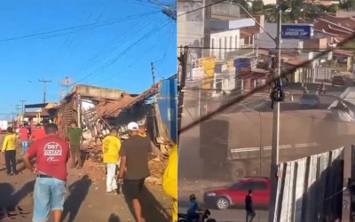 Presidente Dutra: Carreta perde o controle, sai da pista e atinge estabelecimentos comerciais