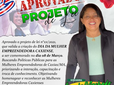 Vereadora tem projeto aprovado na Câmara Municipal de Caxias 