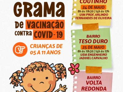Vacinação contra a covid-19 para crianças de 5 a 11 anos é realizada nesta terça-feira (24) na Escola Arlindo Fernandes