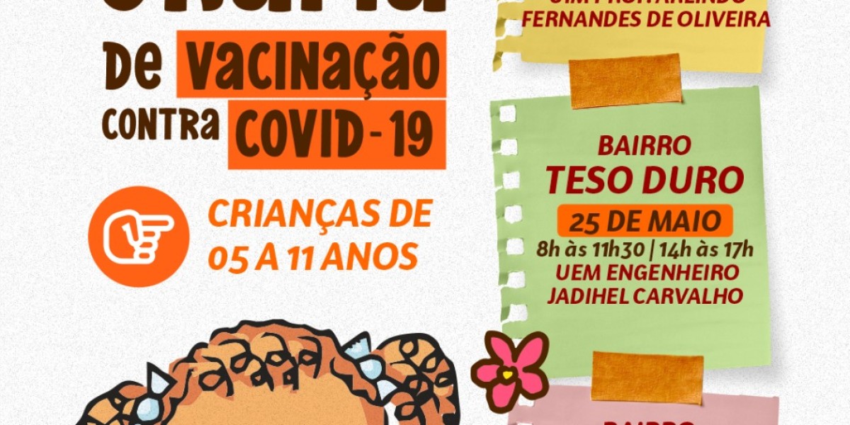 Vacinação contra a covid-19 para crianças de 5 a 11 anos é realizada nesta terça-feira (24) na Escola Arlindo Fernandes