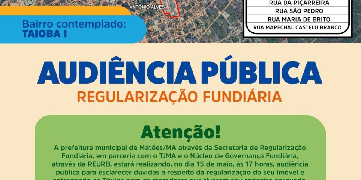 Prefeitura de Matões convoca moradores do Taioba para audiência sobre o REURB nesta quinta (15) no ginásio da Praça da Juventude                                                                                        