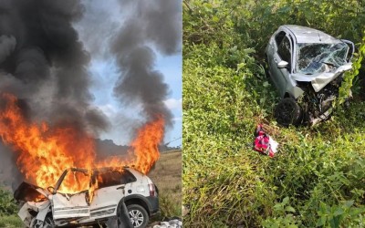 Colisão entre veículos na BR-226 deixa três mortos e provoca incêndio