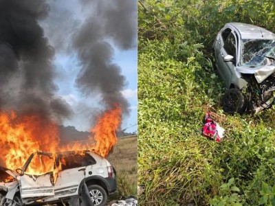 Colisão entre veículos na BR-226 deixa três mortos e provoca incêndio