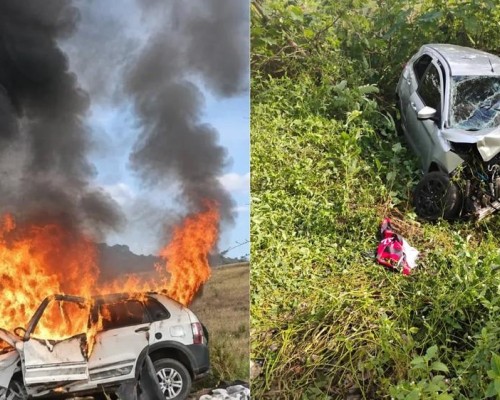 Colisão entre veículos na BR-226 deixa três mortos e provoca incêndio