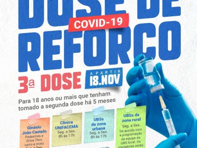 Caxias inicia vacinação da 3ª dose para pessoas a partir de 18 anos contra a covid-19